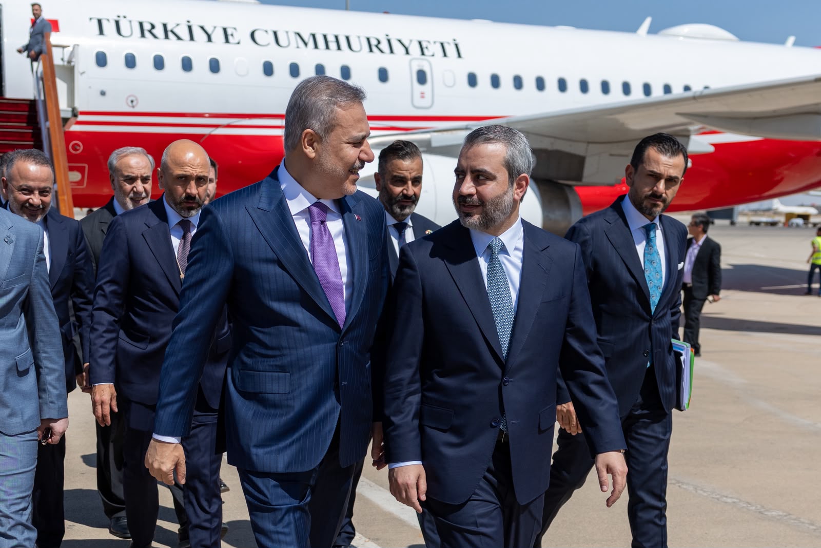 Bakan Fidan Şam’da Mevkidaşı Şeybani Tarafından Karşılandı