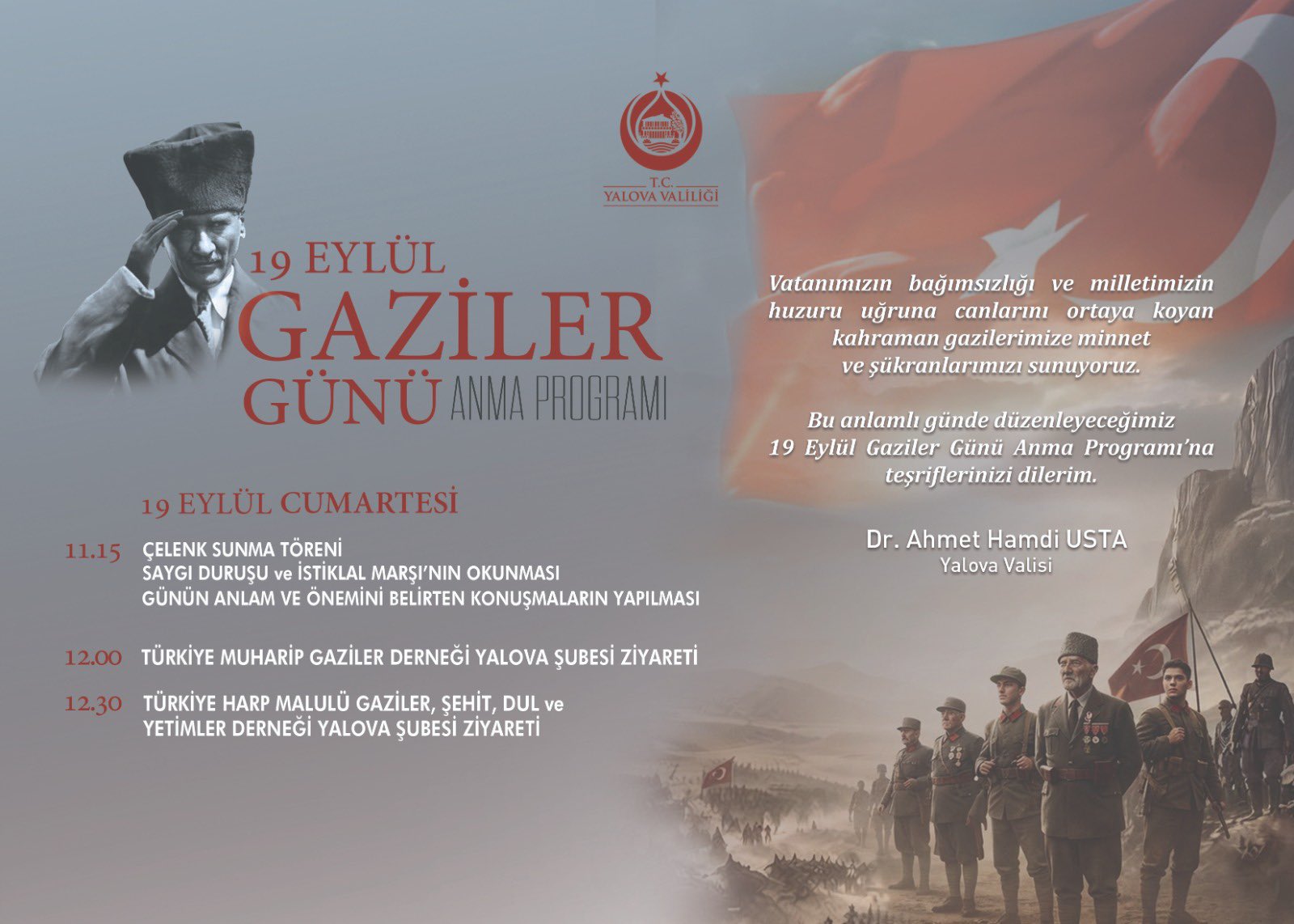 Yalova’da 19 Eylül Gaziler Günü Programına Hava Ayarı